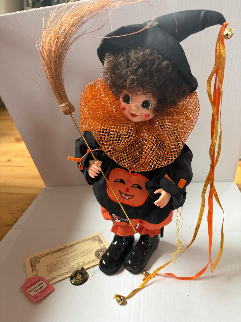 Black & Orange Halloween Pumpkin Witch porcelain Doll